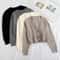 VNeck Cropped Cardigan Korean Fashion Twist Knitted Sweater Coat For Autumn Winter 2