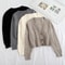 VNeck Cropped Cardigan Korean Fashion Twist Knitted Sweater Coat For Autumn Winter 2