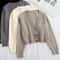 VNeck Cropped Cardigan Korean Fashion Twist Knitted Sweater Coat For Autumn Winter 3