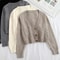 VNeck Cropped Cardigan Korean Fashion Twist Knitted Sweater Coat For Autumn Winter 3