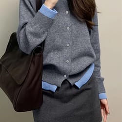 autumn and winter fashion womans gray soft knitted sweater – casual versatile button-up cardigan jacket