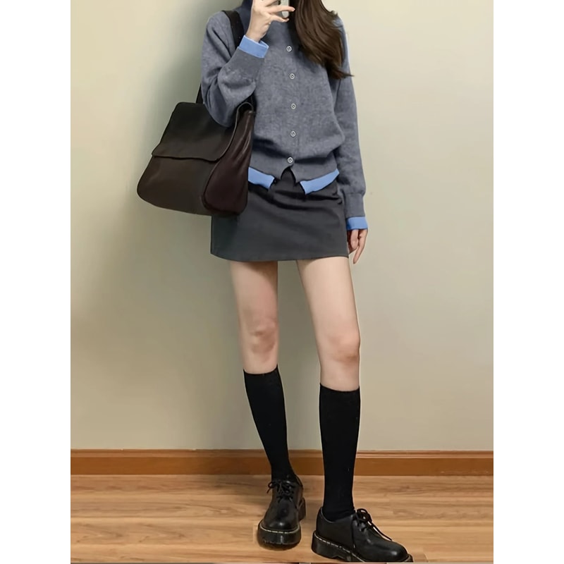 Autumn And Winter Fashion Womans Gray Soft Knitted Sweater Casual Versatile ButtonUp Cardigan Jack 2