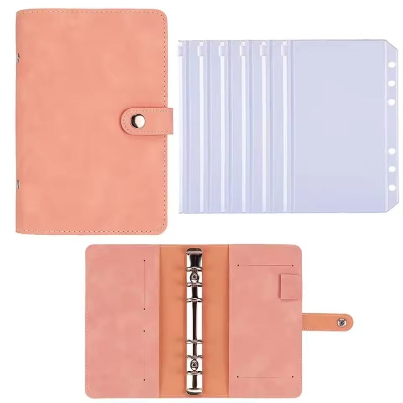 A6 PU Leather Budget Binder Planner 6Hole LooseLeaf Notebook Cover For School Office Stationery 7