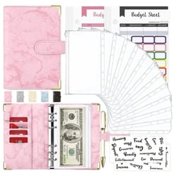 a6 marble pu leather budget binder – 2026 money saving organizer & notebook planner