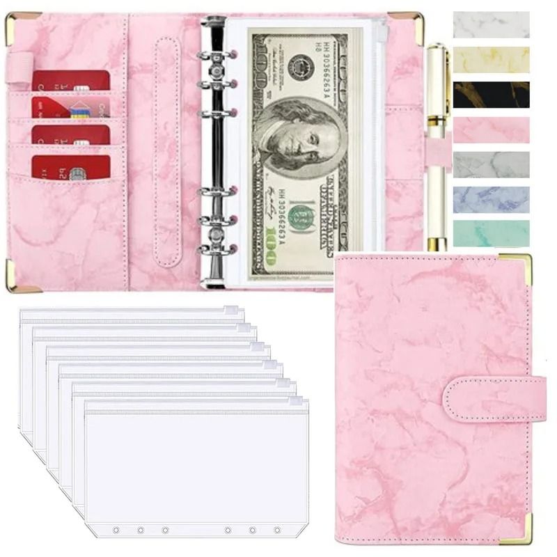 A6 Marble PU Leather Budget Binder 2026 Money Saving Organizer Notebook Planner 10