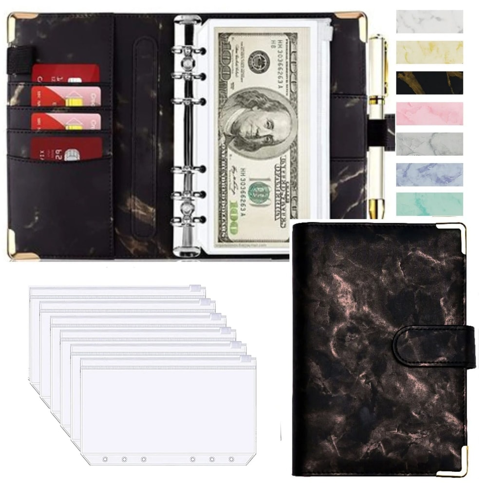 A6 Marble PU Leather Budget Binder 2026 Money Saving Organizer Notebook Planner 12