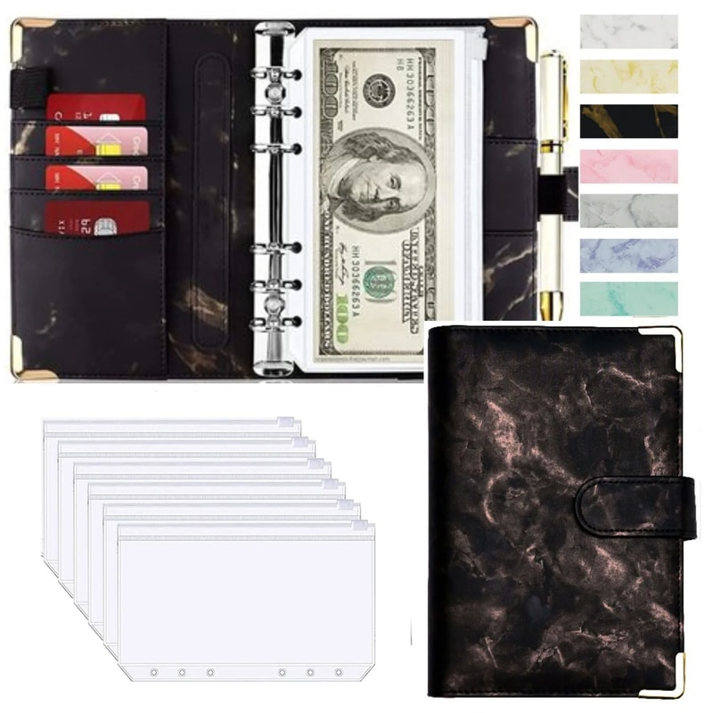 A6 Marble PU Leather Budget Binder 2026 Money Saving Organizer Notebook Planner 12