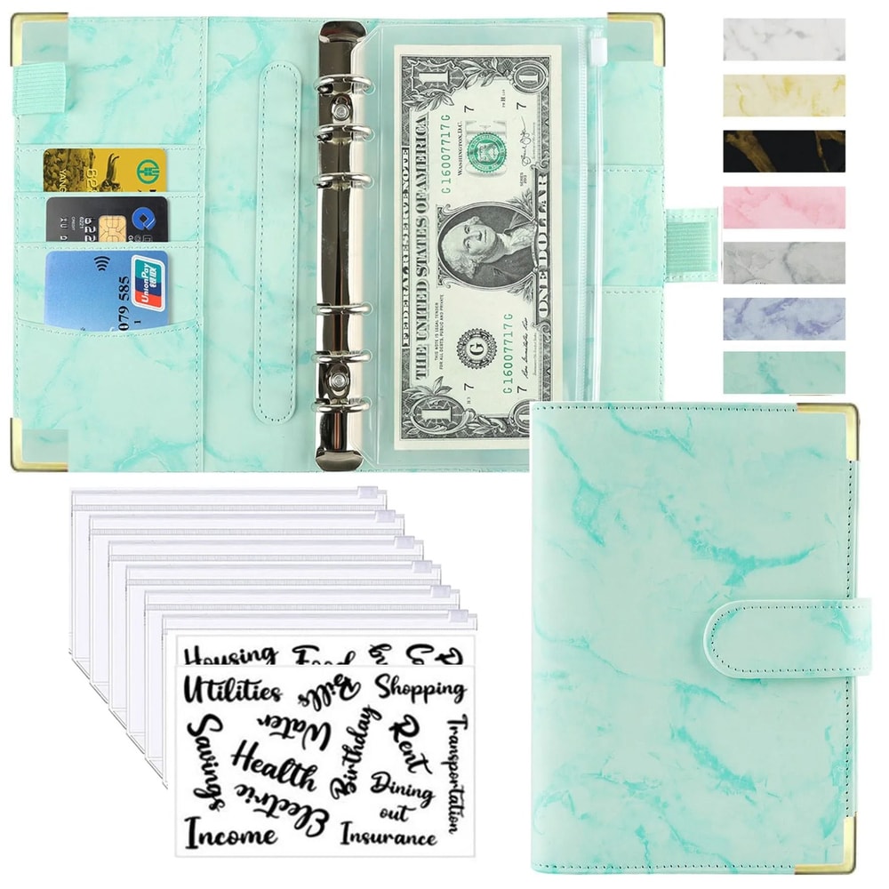 A6 Marble PU Leather Budget Binder 2026 Money Saving Organizer Notebook Planner 16