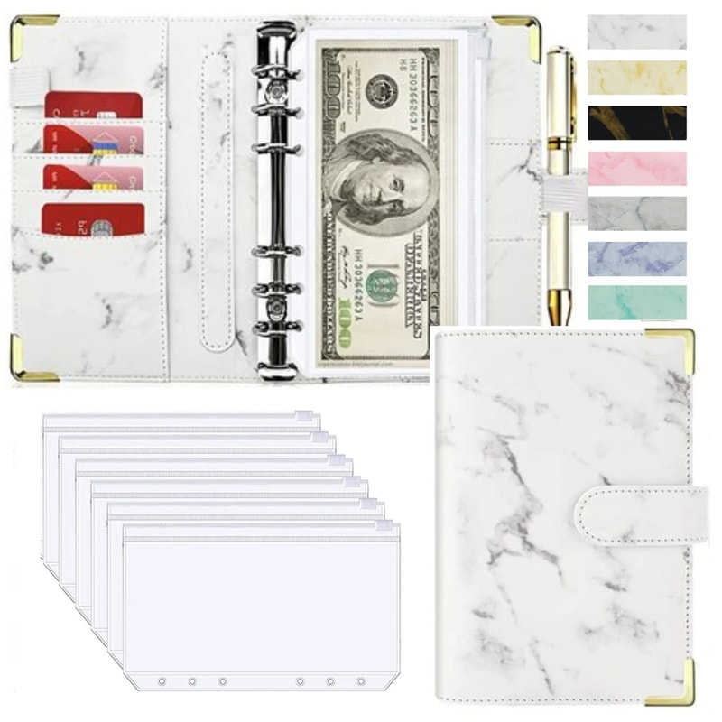 A6 Marble PU Leather Budget Binder 2026 Money Saving Organizer Notebook Planner 7