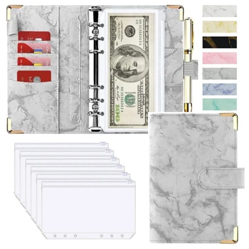 A6 Marble PU Leather Budget Binder 2026 Money Saving Organizer Notebook Planner 8