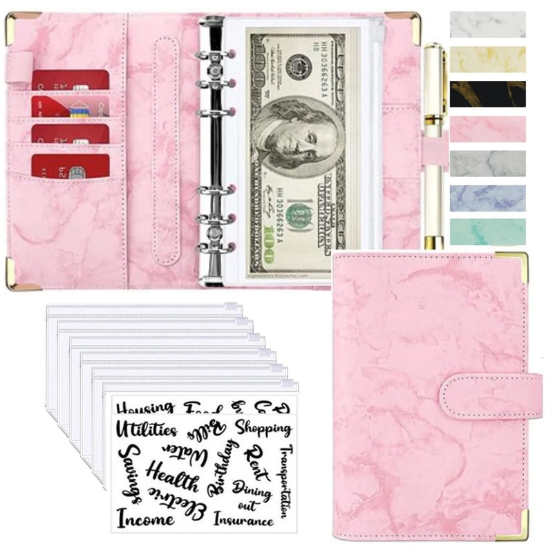 A6 Marble PU Leather Budget Binder 2026 Money Saving Organizer Notebook Planner 17