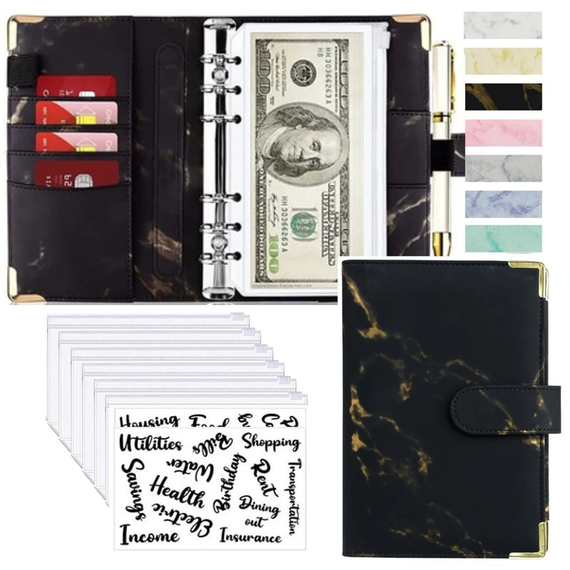 A6 Marble PU Leather Budget Binder 2026 Money Saving Organizer Notebook Planner 18