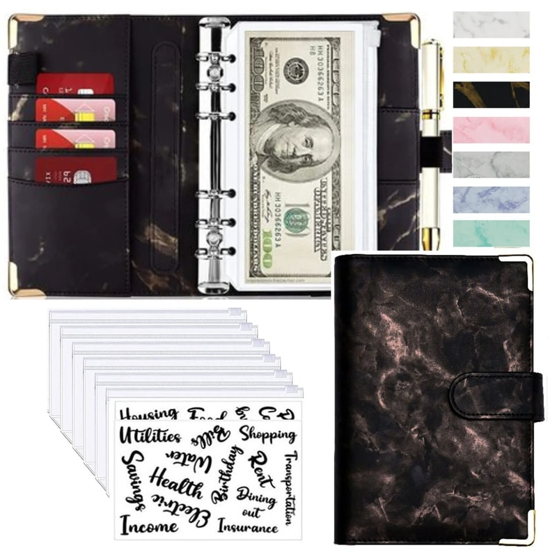 A6 Marble PU Leather Budget Binder 2026 Money Saving Organizer Notebook Planner 19