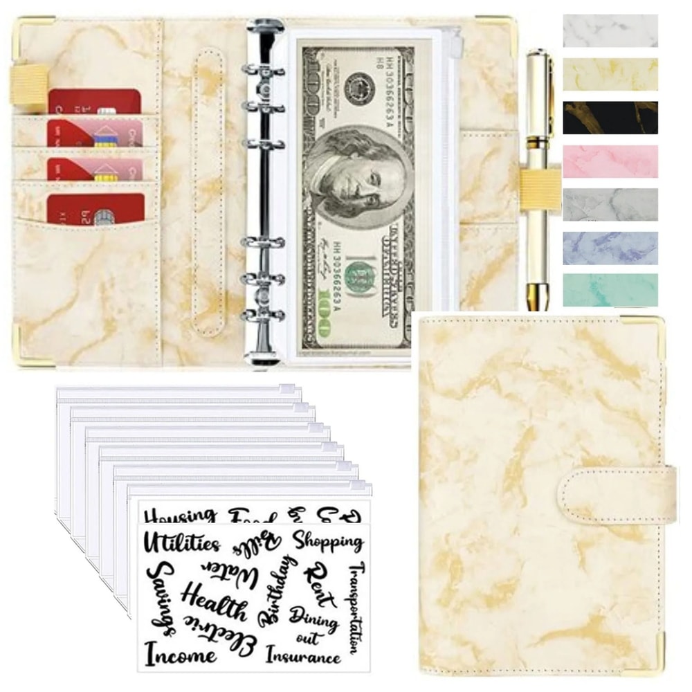 A6 Marble PU Leather Budget Binder 2026 Money Saving Organizer Notebook Planner 21