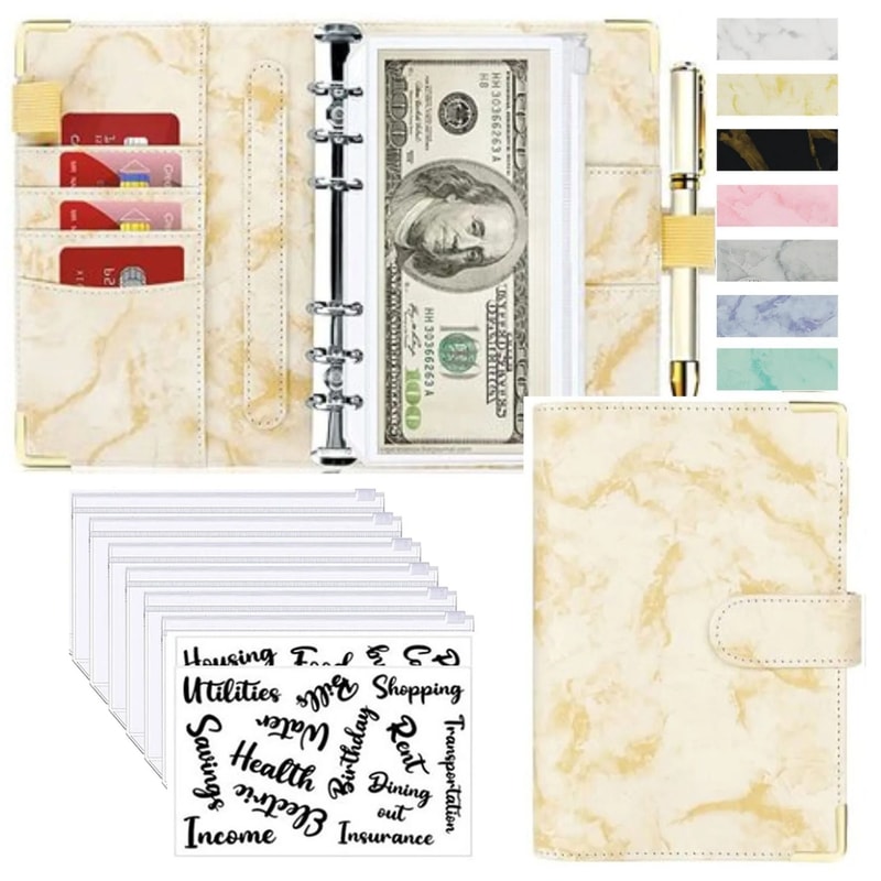 A6 Marble PU Leather Budget Binder 2026 Money Saving Organizer Notebook Planner 21