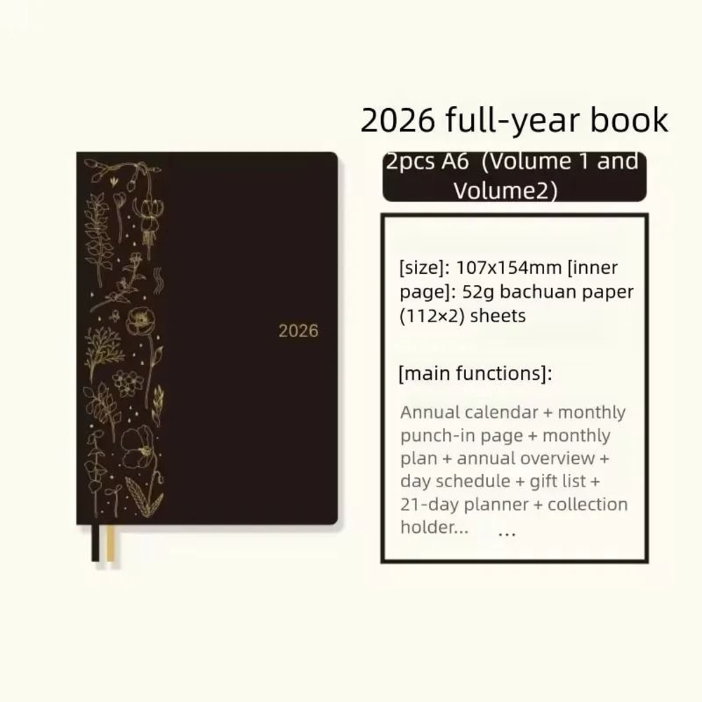 New Kinbor 2026 Annual Yearly Planner Premium 52g BaChuan Paper A5A6 Notebook For Weekly Monthly 18