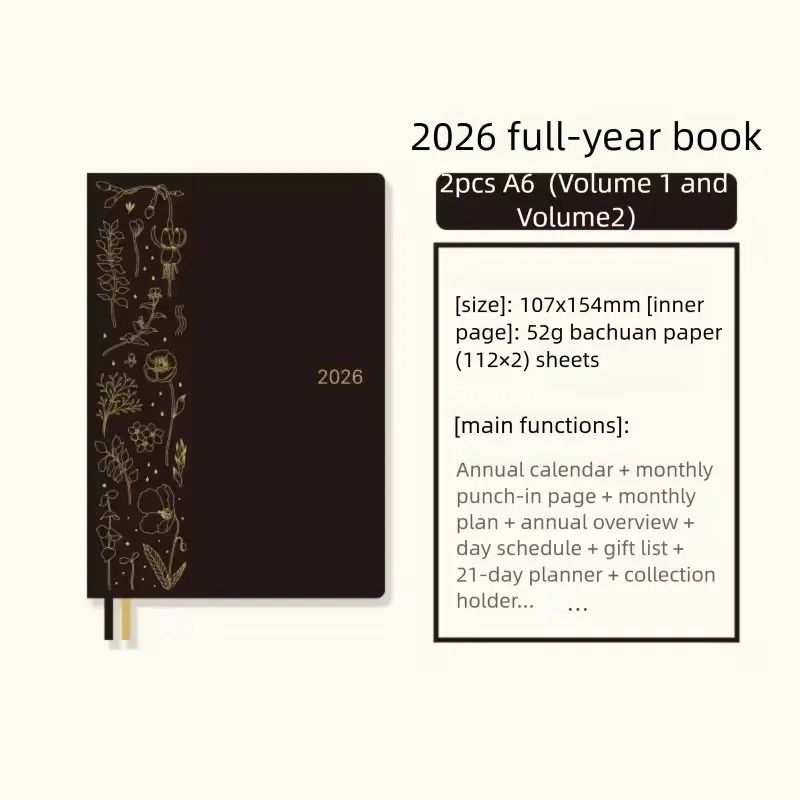 New Kinbor 2026 Annual Yearly Planner Premium 52g BaChuan Paper A5A6 Notebook For Weekly Monthly 18