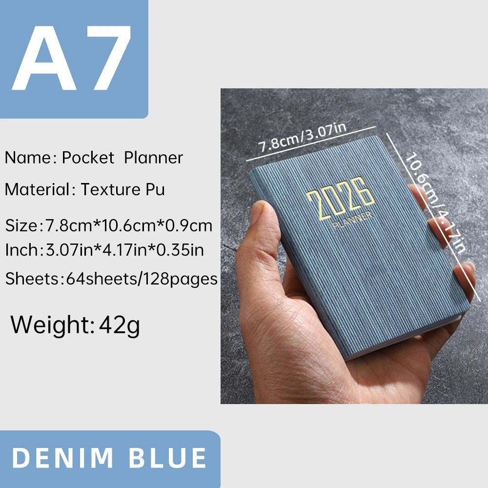 2026 A7 English Pocket Planner Mini Portable Daily Schedule Book 128Page Thin Weekly Calendar 9