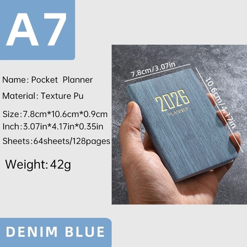 2026 A7 English Pocket Planner Mini Portable Daily Schedule Book 128Page Thin Weekly Calendar 9