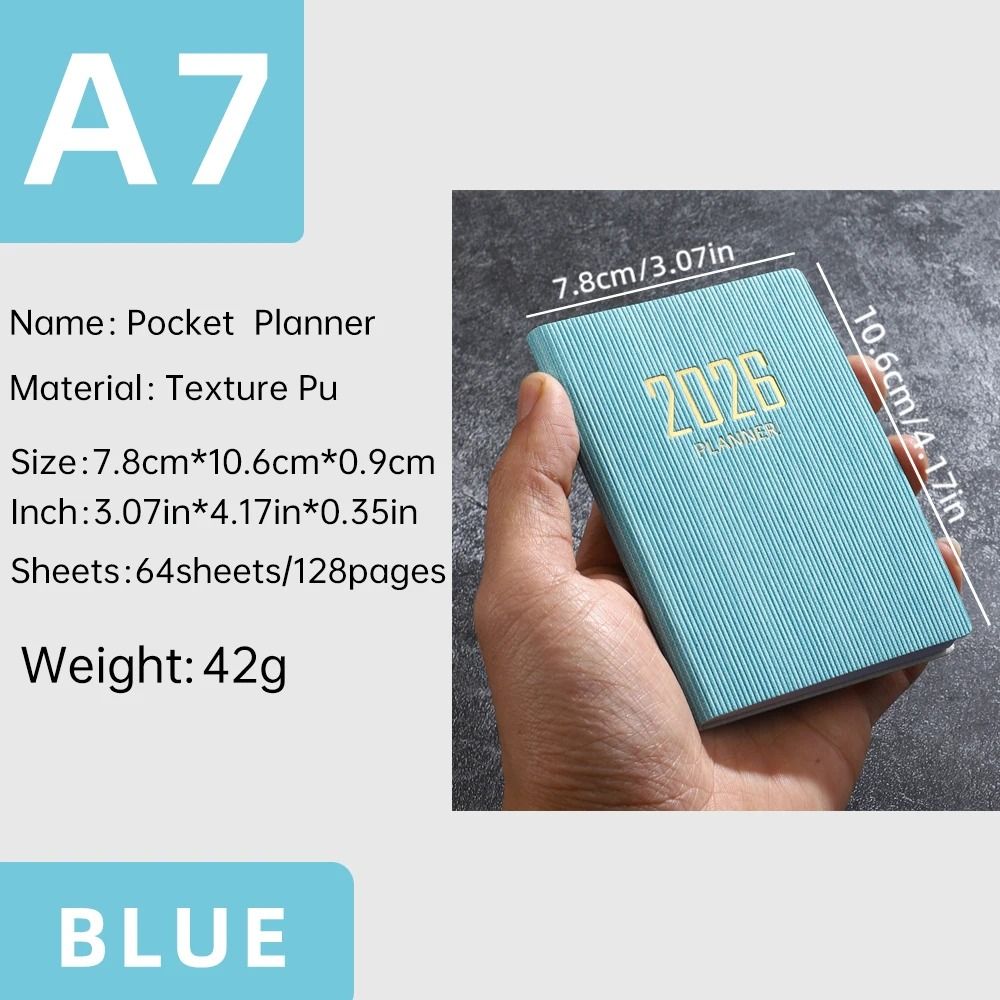 2026 A7 English Pocket Planner Mini Portable Daily Schedule Book 128Page Thin Weekly Calendar 13