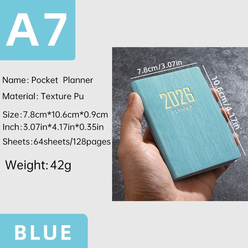 2026 A7 English Pocket Planner Mini Portable Daily Schedule Book 128Page Thin Weekly Calendar 13