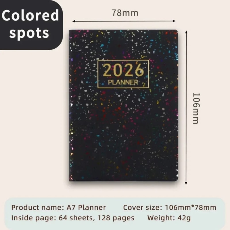 Portable A7 2026 Agenda Book Pocket Weekly Planner Pocket Calendar Appointment Diary 10