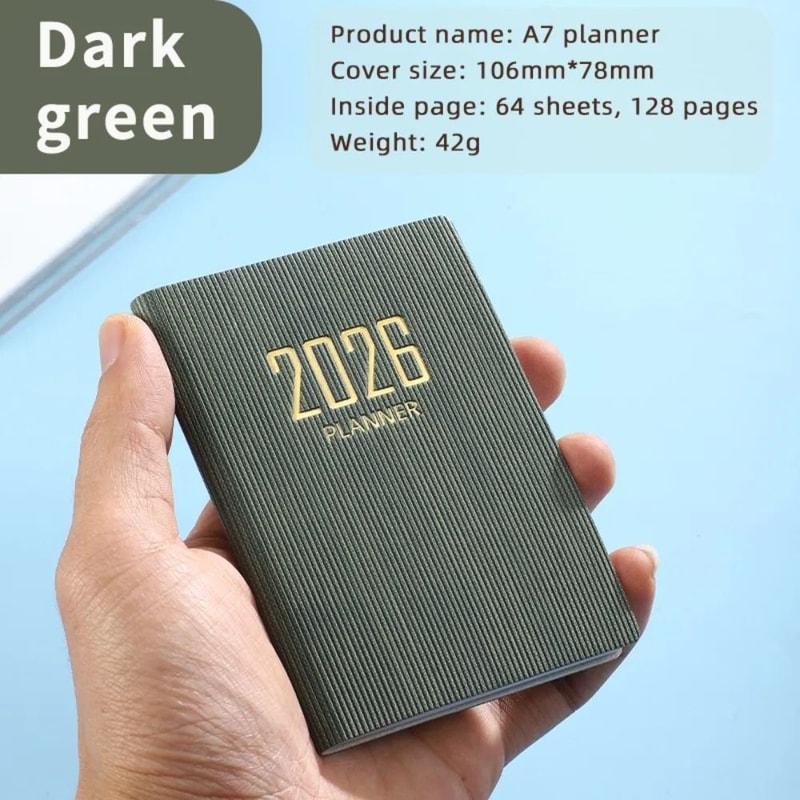 Portable A7 2026 Agenda Book Pocket Weekly Planner Pocket Calendar Appointment Diary 16