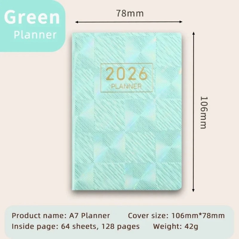 Portable A7 2026 Agenda Book Pocket Weekly Planner Pocket Calendar Appointment Diary 7