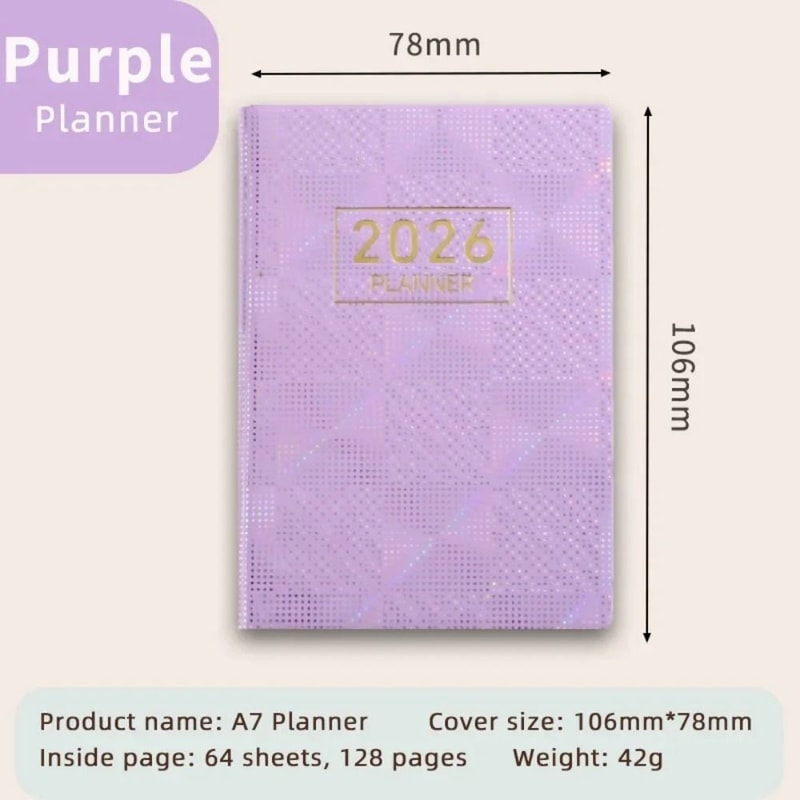 Portable A7 2026 Agenda Book Pocket Weekly Planner Pocket Calendar Appointment Diary 8