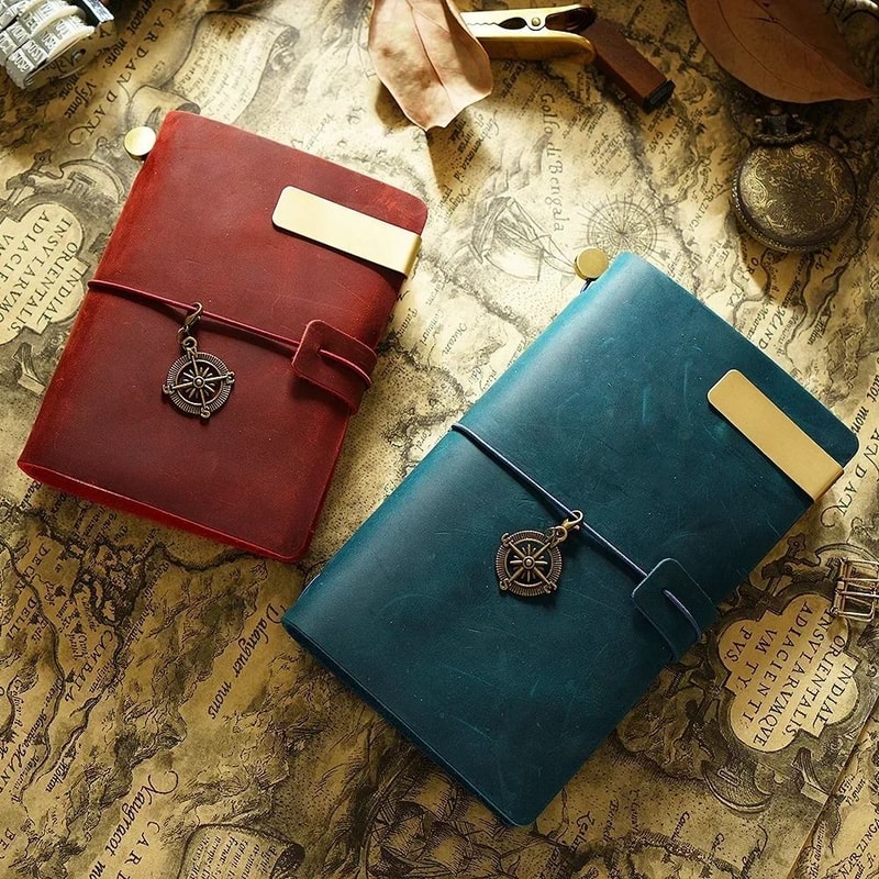 Handmade Genuine Leather Travelers Notebook Retro Cowhide Diary Portable Sketchbook With Custom E 3