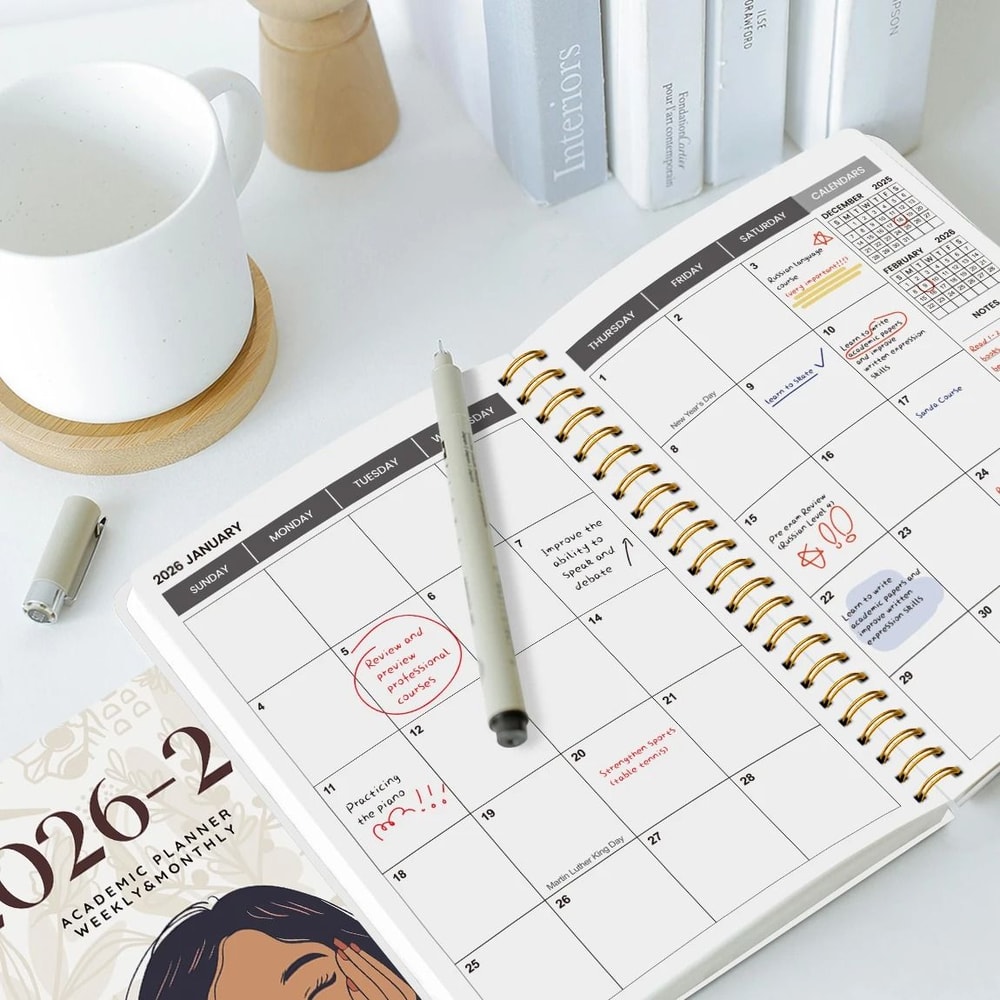 20262027 A5 Weekly Monthly Planner TwoYear Spiral Organizer With Calendar Notes For School And O 3