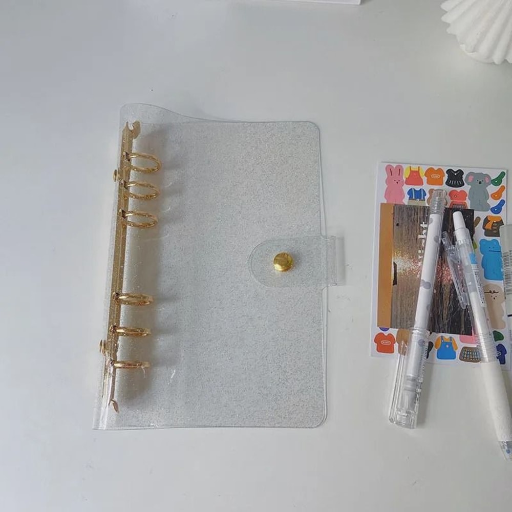 Glitter Rose Golden Binder Notebook Cover A5A6 Bling Bling Glittery Diary Agenda Planner For Schoo 9