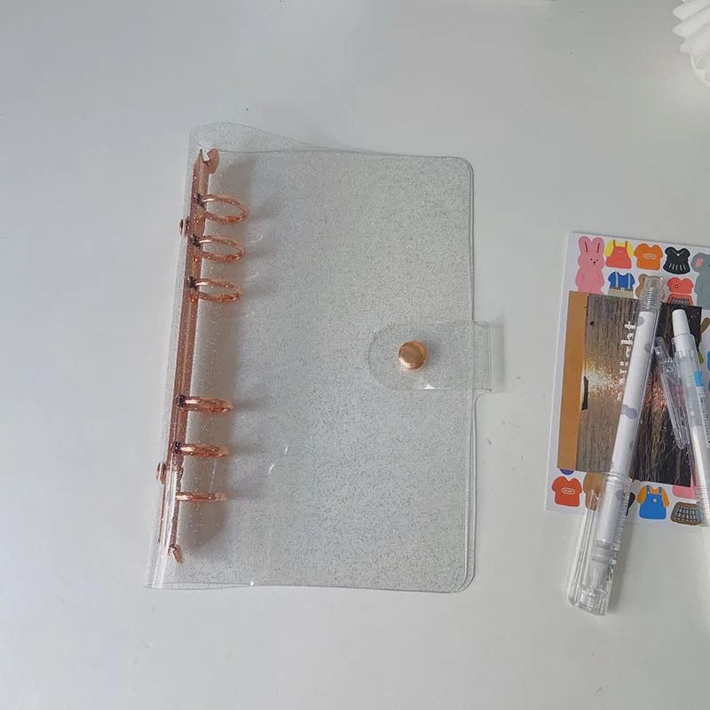 Glitter Rose Golden Binder Notebook Cover A5A6 Bling Bling Glittery Diary Agenda Planner For Schoo 7