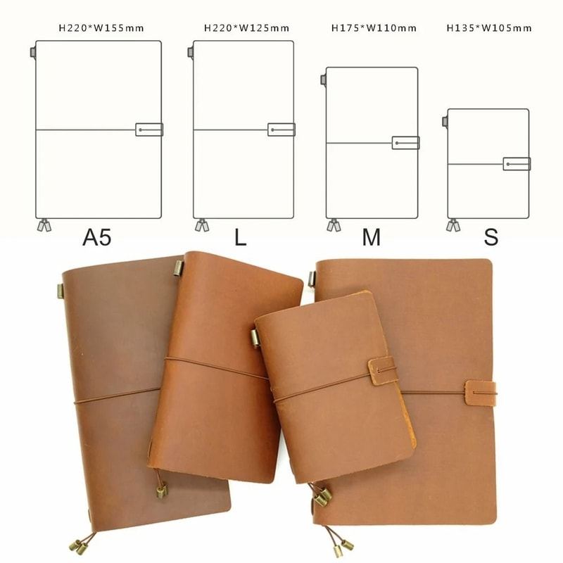 100 Handmade Genuine Leather Travelers Notebook Vintage Cowhide Diary Gift Planner With Free Lett 2