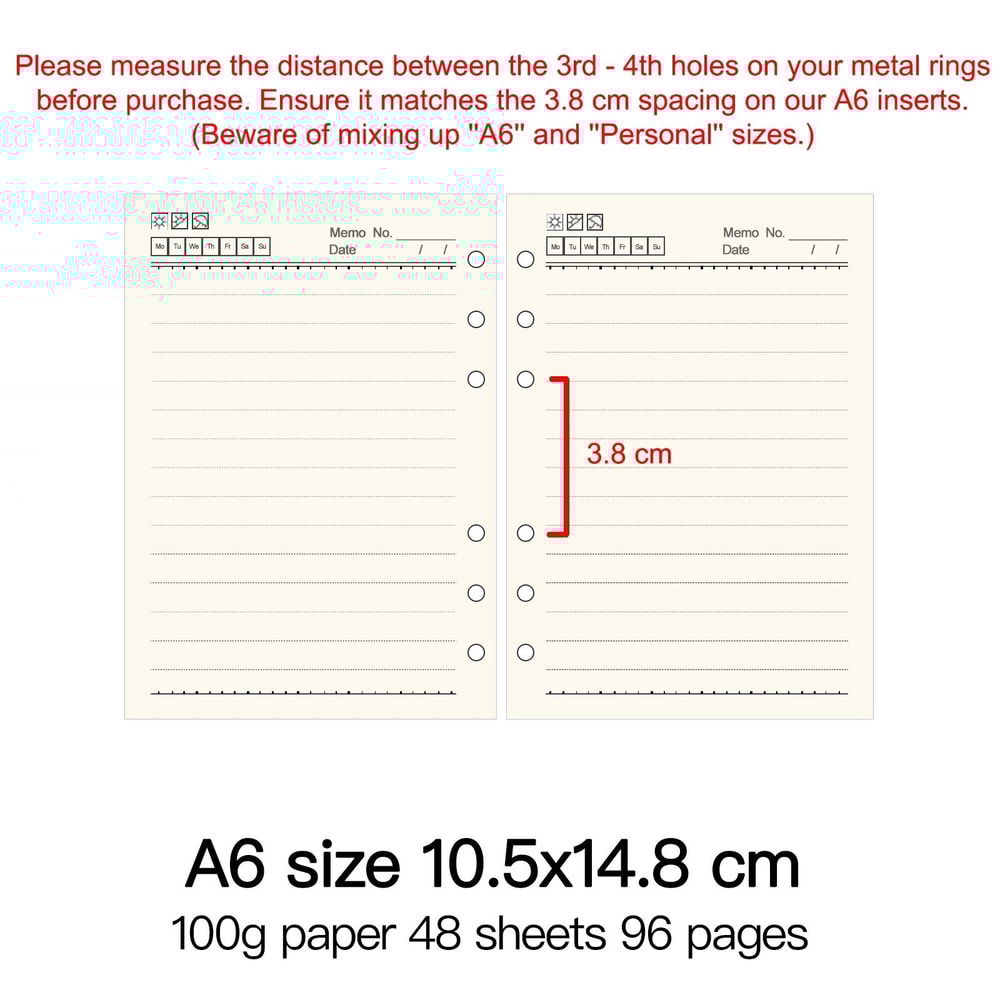 HighQuality Ring Binder Notebook Refills 100g Premium Paper Inserts For A5 A6 A7 And A8 Planner Co 13