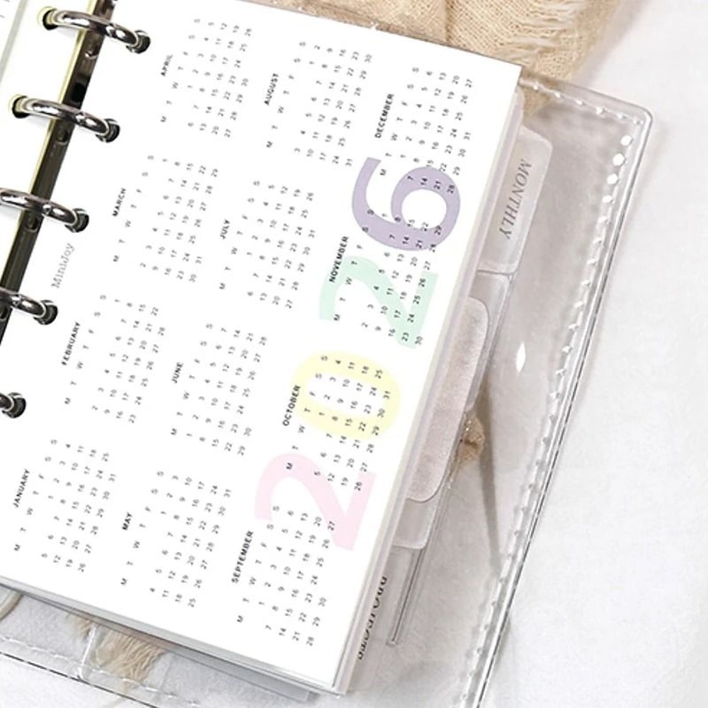 Fromthenon 2026 Colorful Yearly Monthly Planner Refills 8Fold 6Hole Loose Leaf Paper For A6 A7 An 3