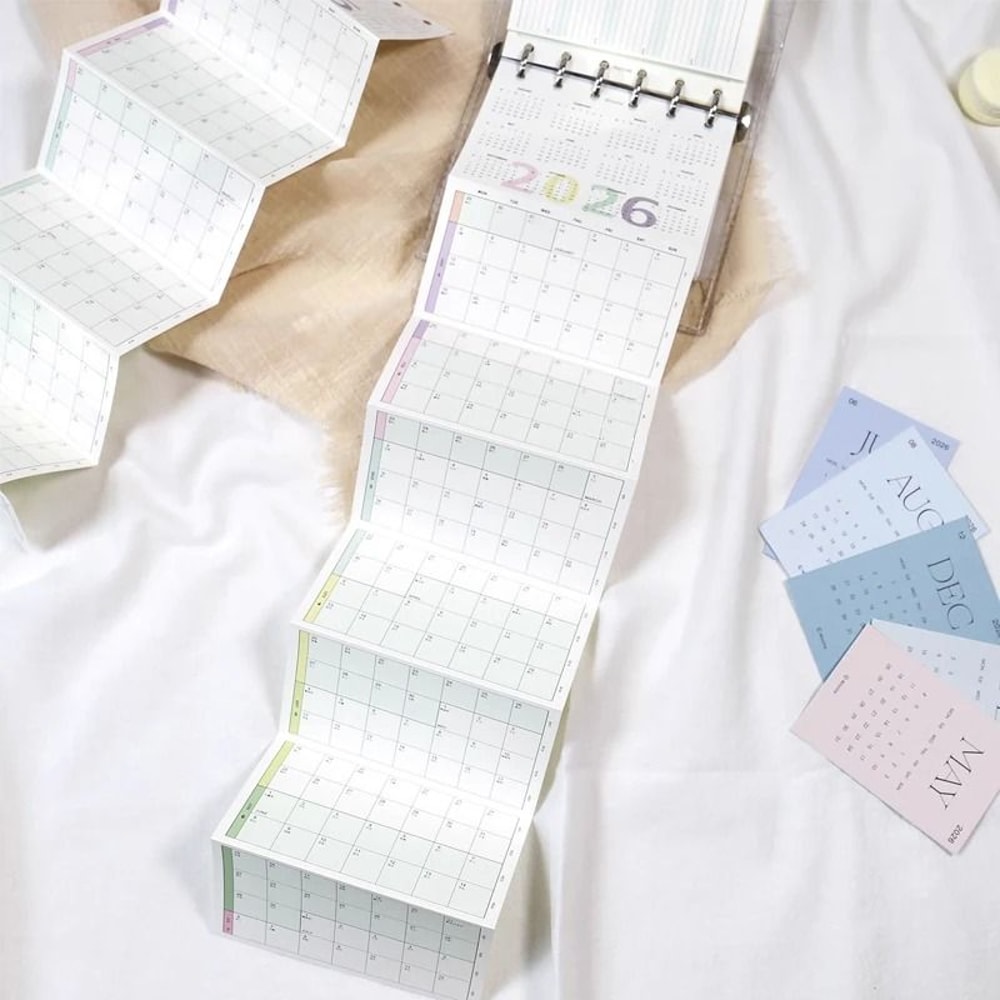 Fromthenon 2026 Colorful Yearly Monthly Planner Refills 8Fold 6Hole Loose Leaf Paper For A6 A7 An 5