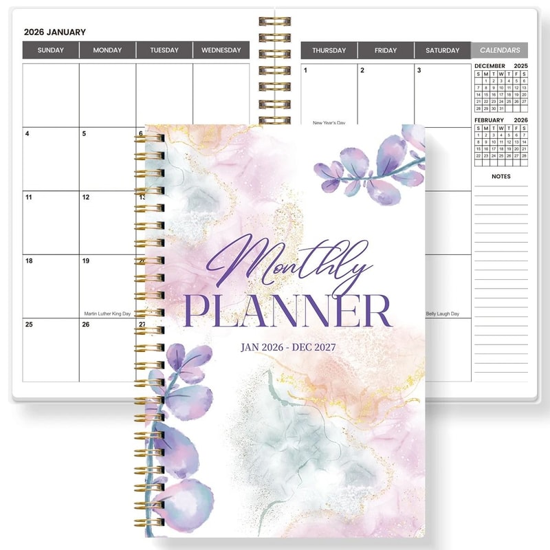 20262027 A5 Monthly Planner Jan 2026 To Dec 2027 Spiral Organizer With Calendar Notes School Off 9