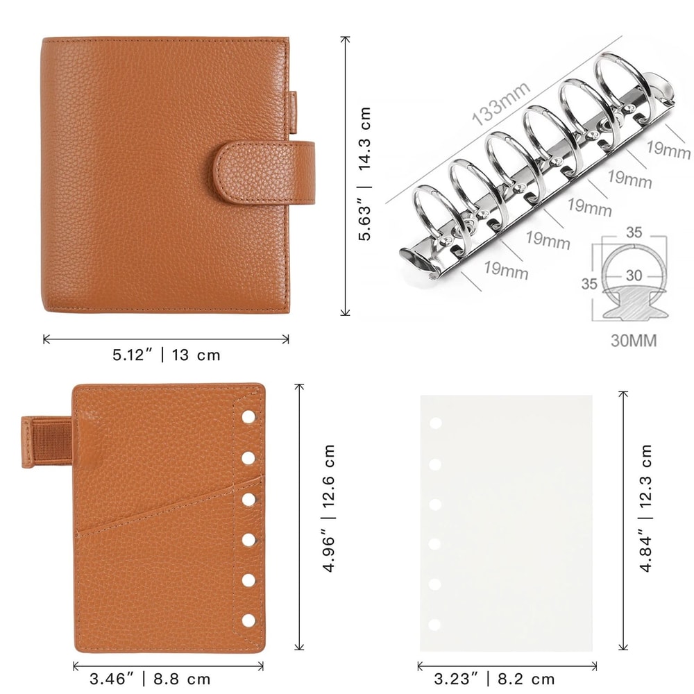 Moterm Luxe 20 Series Pocket Size Planner Pebbled Grain Leather A7 Organizer With 30mm Rings 1