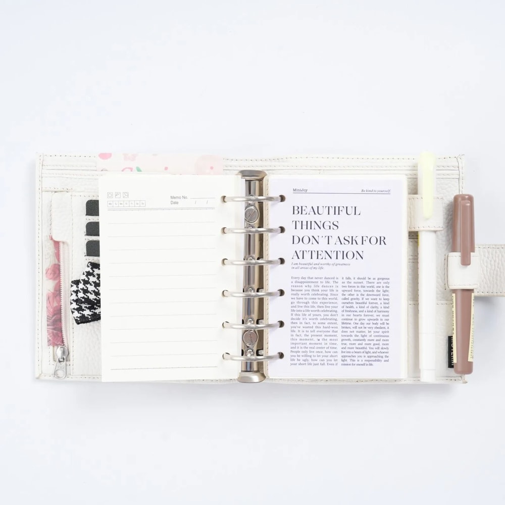 Moterm Luxe 20 Series Pocket Size Planner Pebbled Grain Leather A7 Organizer With 30mm Rings 3