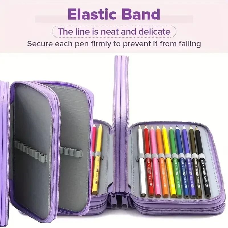 72Hole 4Layer Large Capacity Pencil Case Multifunction Art Stationery Bag With Zipper Pockets 3