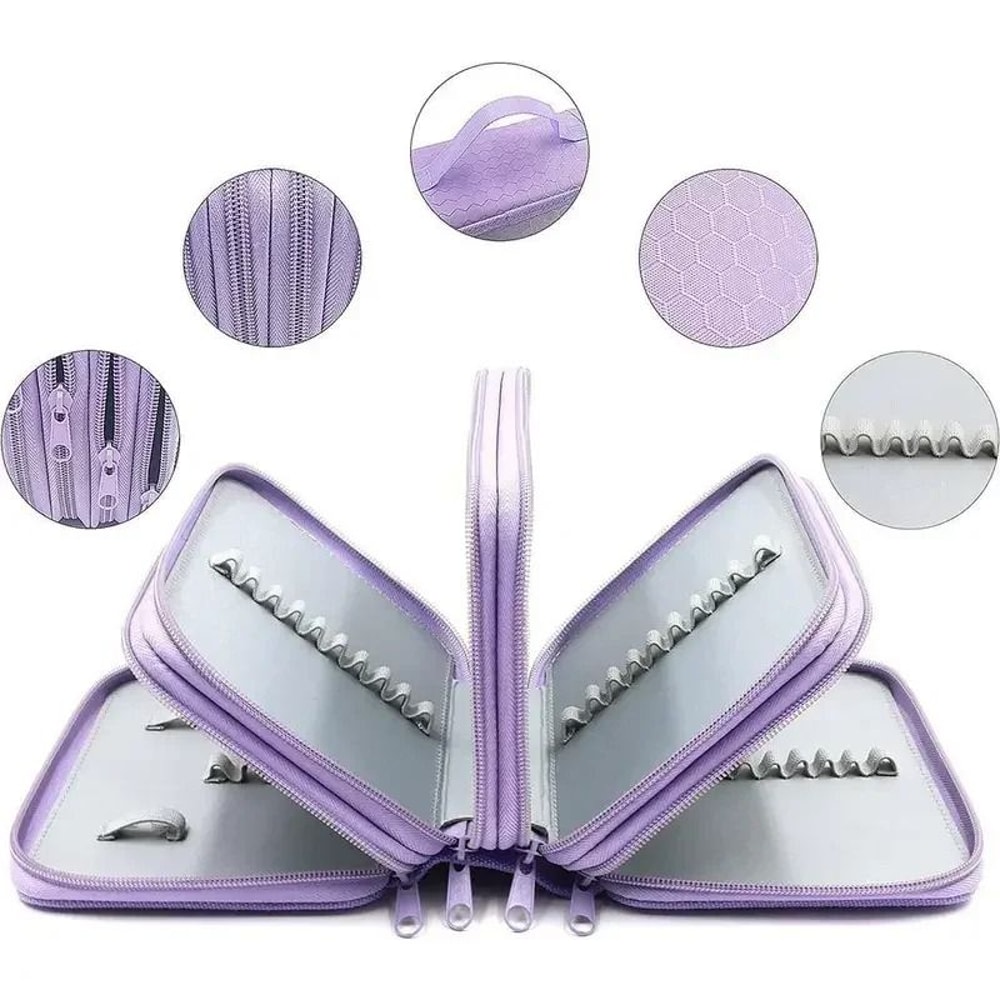 72Hole 4Layer Large Capacity Pencil Case Multifunction Art Stationery Bag With Zipper Pockets 4