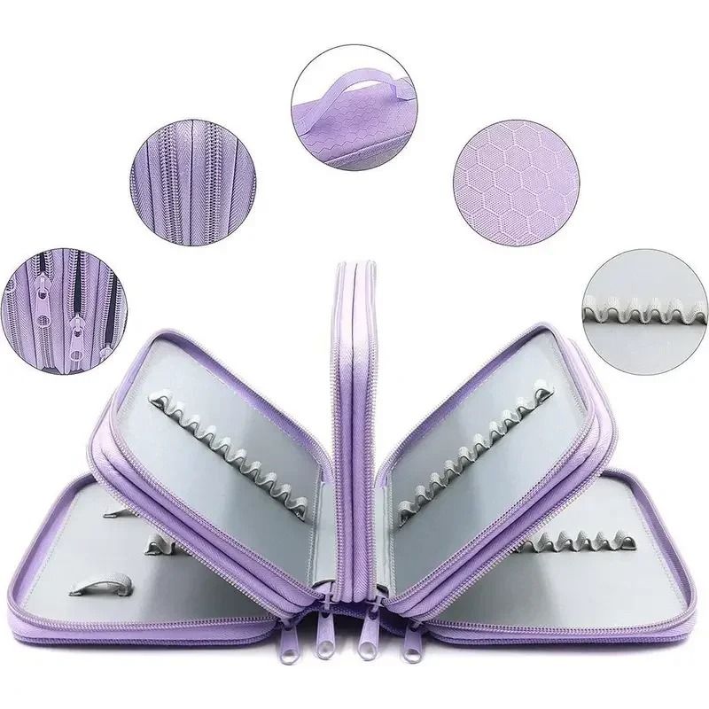 72Hole 4Layer Large Capacity Pencil Case Multifunction Art Stationery Bag With Zipper Pockets 4