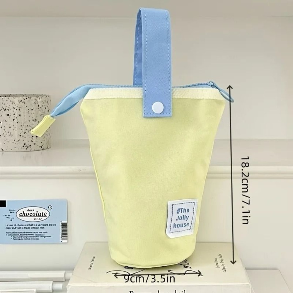 Jolly House Large Capacity Pencil Case Zipper Fabric Desk Organizer Standing Pen Holder 3