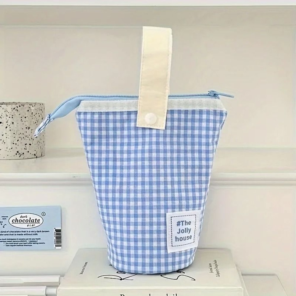 Jolly House Large Capacity Pencil Case Zipper Fabric Desk Organizer Standing Pen Holder 4