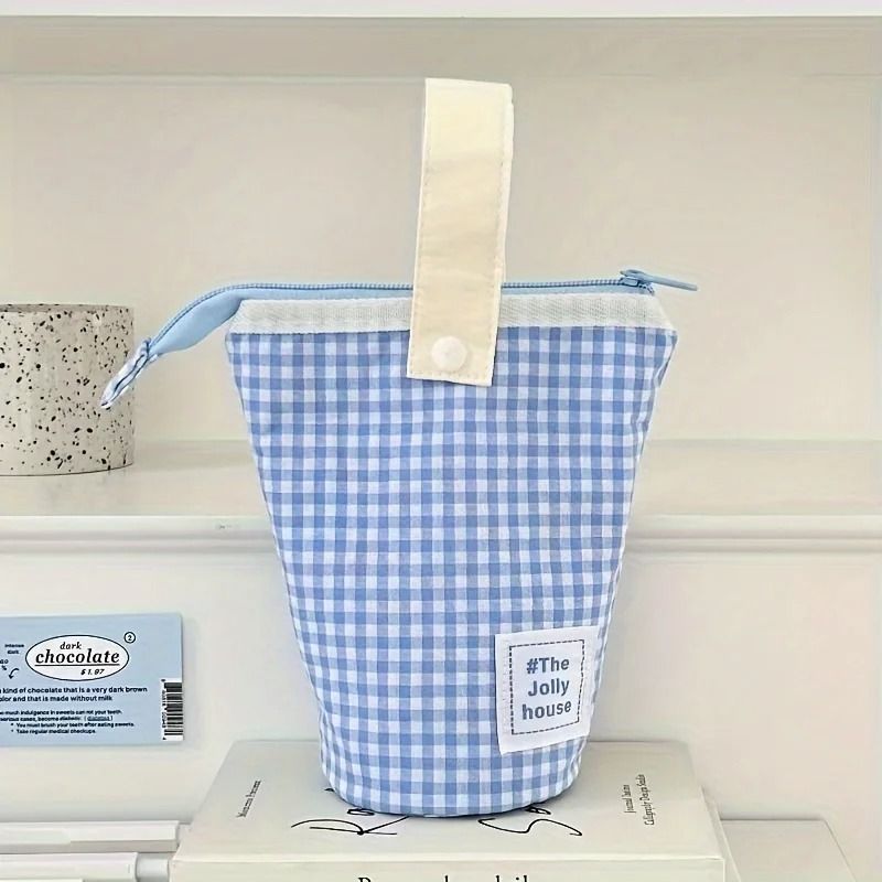 Jolly House Large Capacity Pencil Case Zipper Fabric Desk Organizer Standing Pen Holder 4