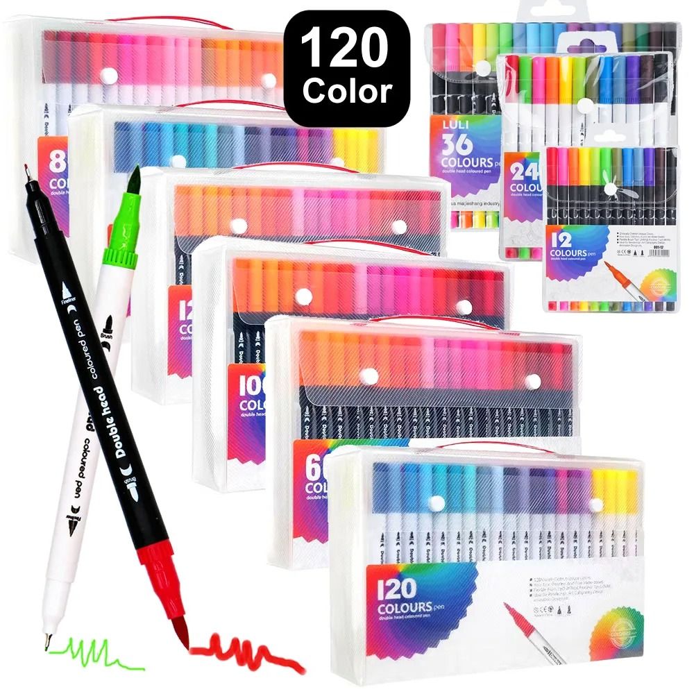 Professional DualTip Art Markers 1260120 Colors For Drawing Sketching Hand Lettering 0