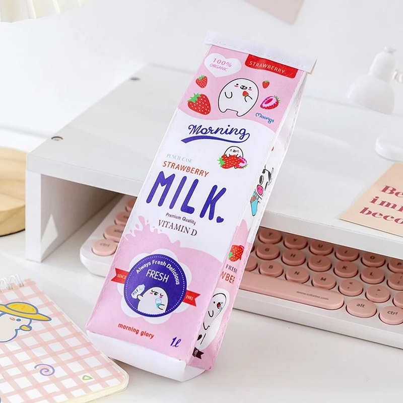 Creative Cartoon Milk Box Pencil Case Unusual Korean Style Cute School Supply Bag For Girls And Bo 0