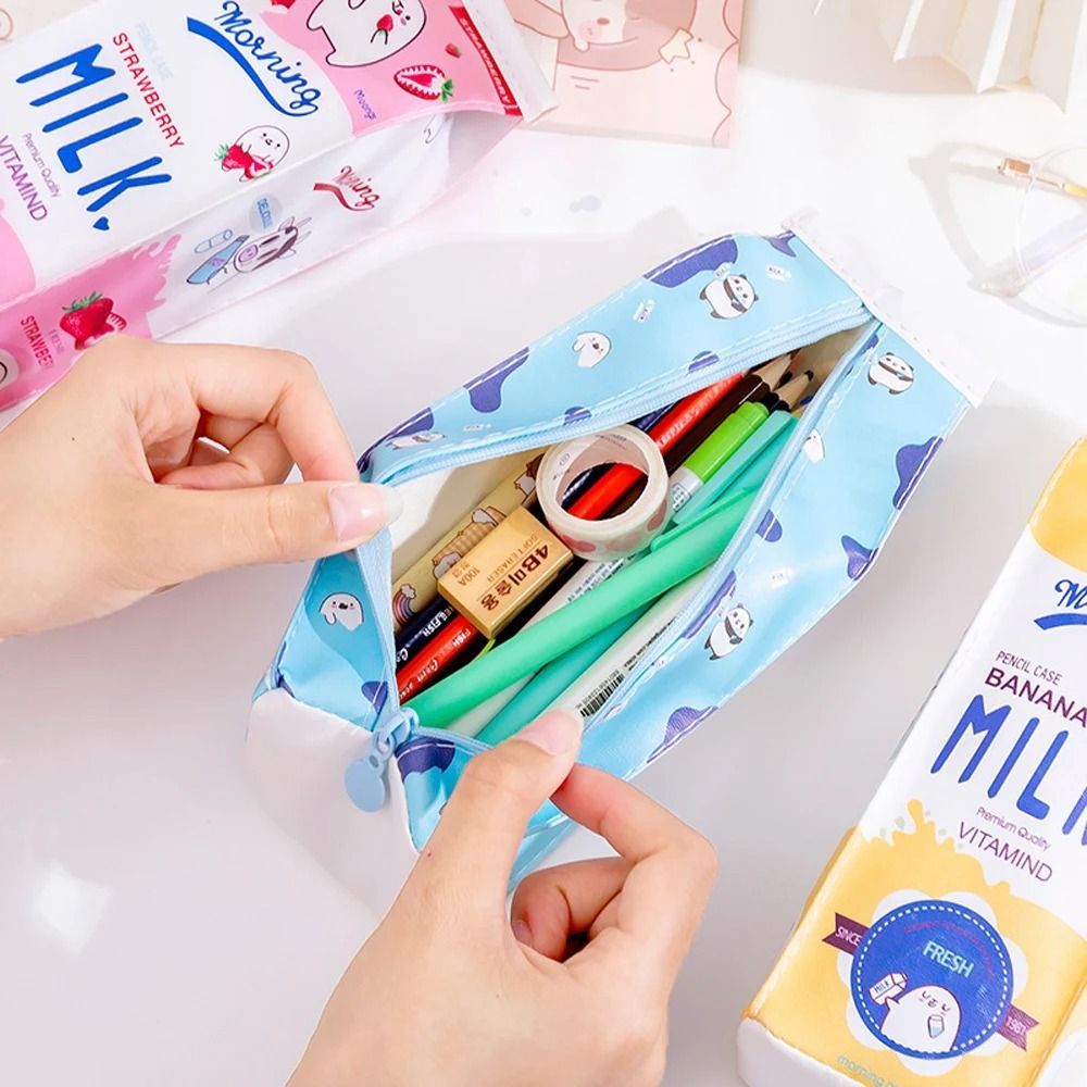 Creative Cartoon Milk Box Pencil Case Unusual Korean Style Cute School Supply Bag For Girls And Bo 5