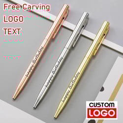 premium metal ballpoint pens – rose gold custom engraved branding & executive gift set